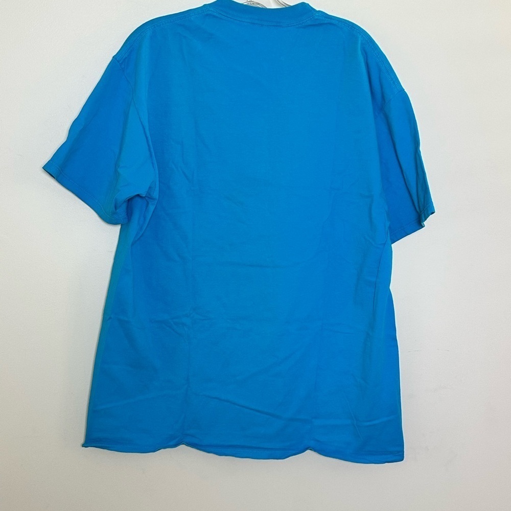 VINTAGE MADE IN USA 1993 Jerzees Blue Short Sleeve Tee with Graphic Design - Picture 7 of 7